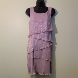 Connected Apparel Champagne Tiered Mini Dress